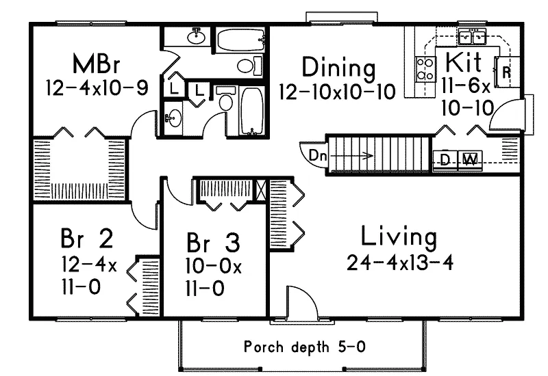 Ranch Home Plan First Floor 008D-0094