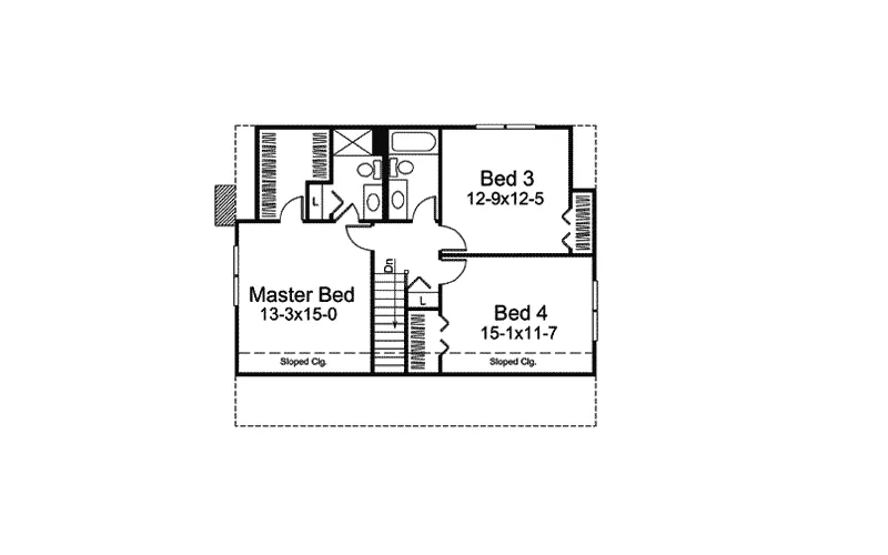 Saltbox House Plan Second Floor - Fairfax Saltbox Style Home 008D-0097 - Search House Plans and More