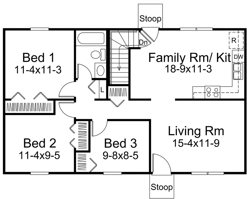 Cabin & Cottage House Plan First Floor - Rosevale Ranch Home 008D-0121 - Shop House Plans and More