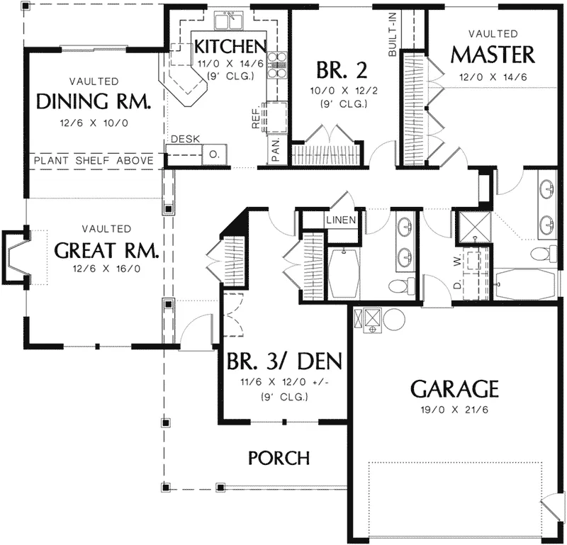 Ranch House Plan First Floor - Albanville Ranch Home 011D-0002 - Search House Plans and More