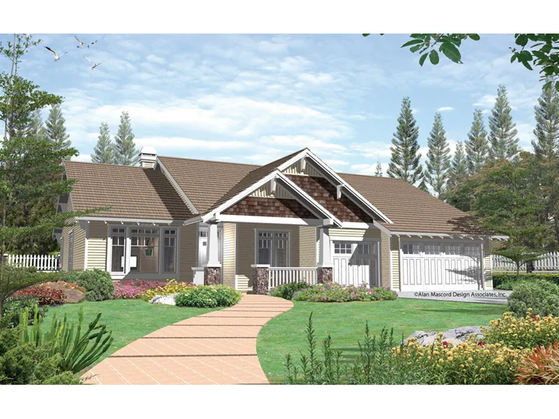 Shingle House Plan Front Photo 02 - Forestland Craftsman Ranch Home 011D-0004 - Search House Plans and More
