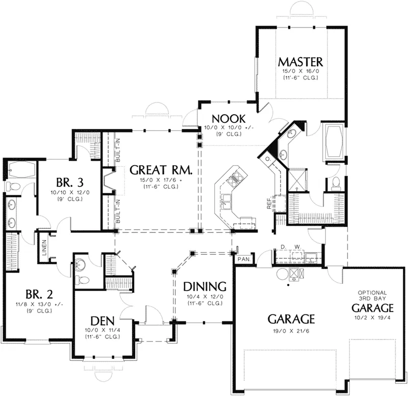 Ranch House Plan First Floor - Woodpath Traditional Ranch Home 011D-0010 - Shop House Plans and More