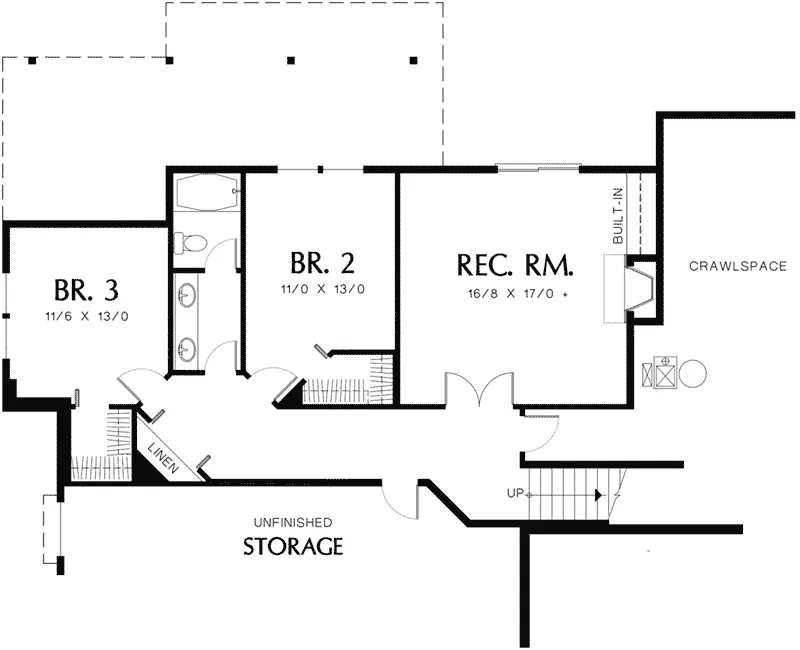 Craftsman House Plan Lower Level Floor - SutterHill Craftsman Home 011D-0014 - Shop House Plans and More