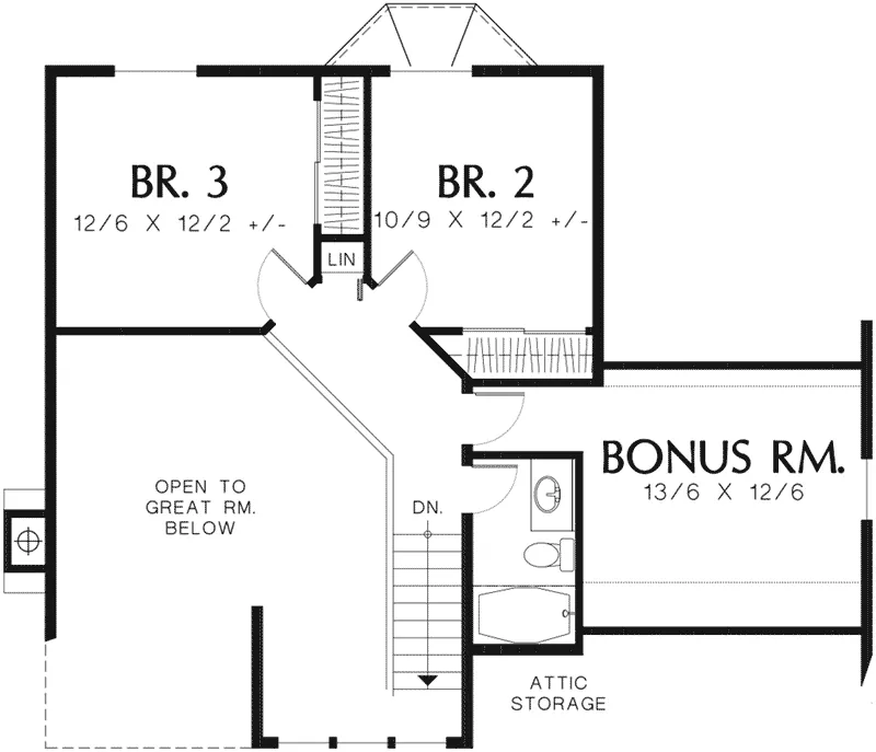 Bungalow House Plan Second Floor - Pennington Rustic Home 011D-0016 - Shop House Plans and More