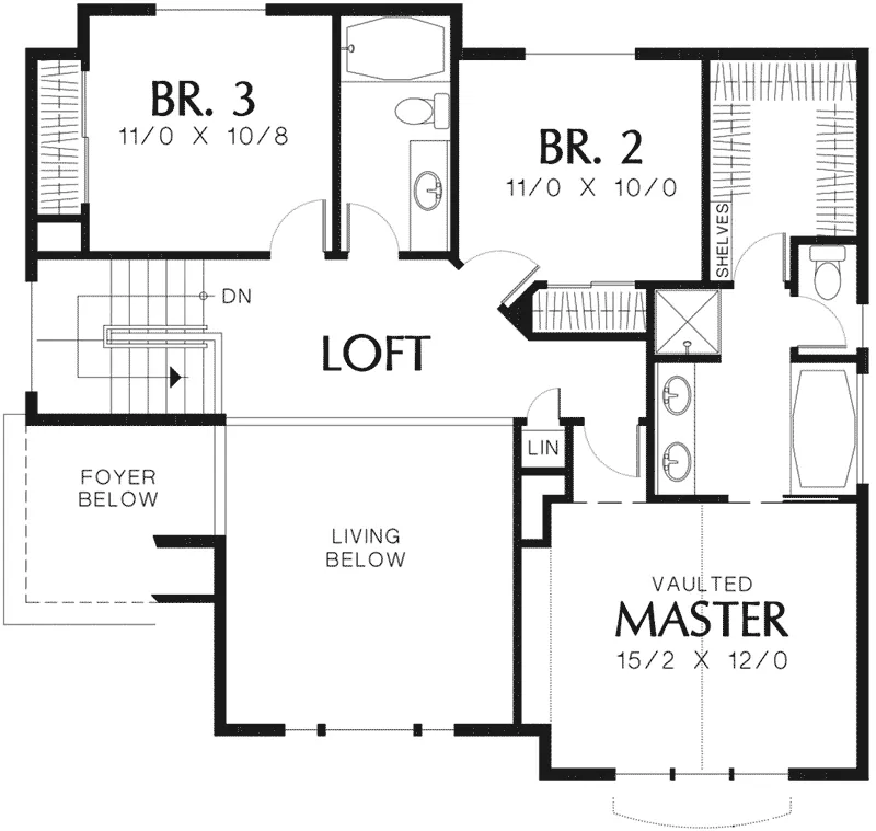Tudor House Plan Second Floor - Kingridge Craftsman Home 011D-0019 - Search House Plans and More