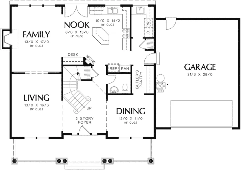 Arts & Crafts House Plan First Floor - Chadmore Country Farmhouse 011D-0028 - Search House Plans and More