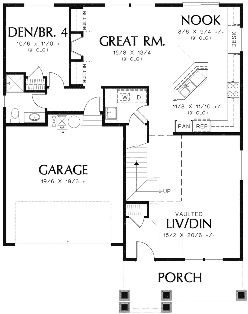 Rustic House Plan First Floor - Esterbrook Hill Craftsman Home 011D-0044 - Search House Plans and More
