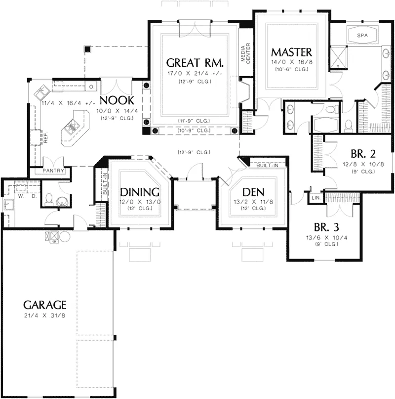 Traditional House Plan First Floor - St. Clair Ranch Home 011D-0082 - Shop House Plans and More