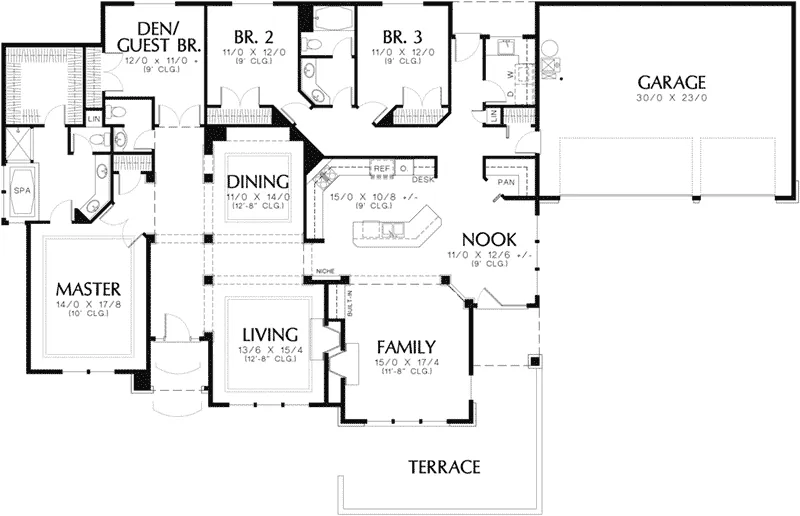 Contemporary House Plan First Floor - Linworth Prairie Style Home 011D-0088 - Shop House Plans and More