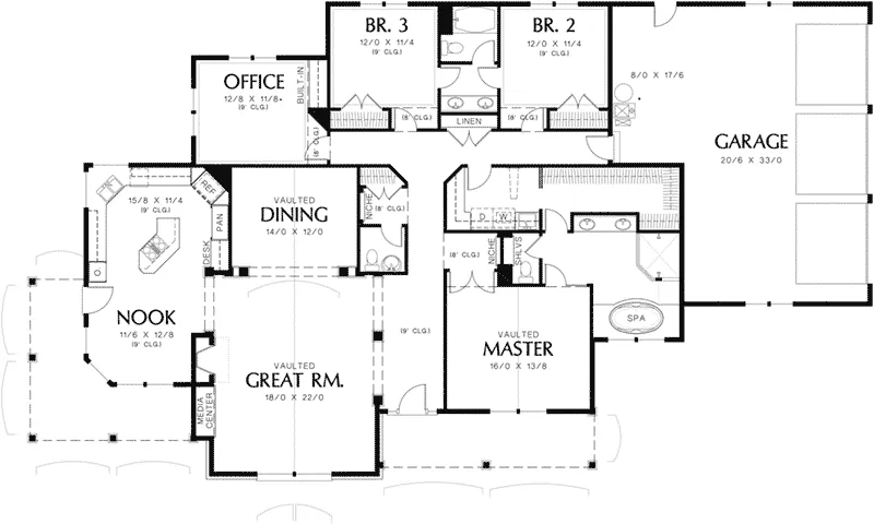 Craftsman House Plan First Floor - Washington Craftsman Home 011D-0091 - Shop House Plans and More