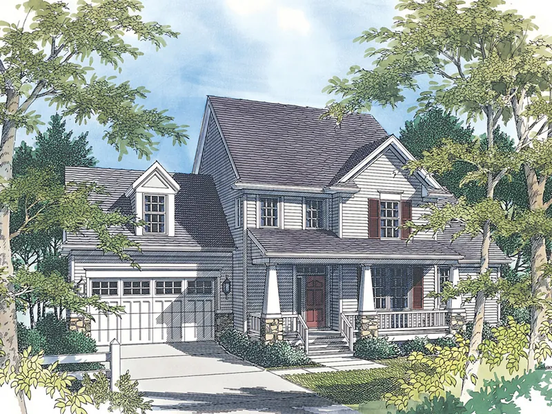 Arts & Crafts House Plan Front Image - Cherrie Country Home 011D-0109 - Search House Plans and More