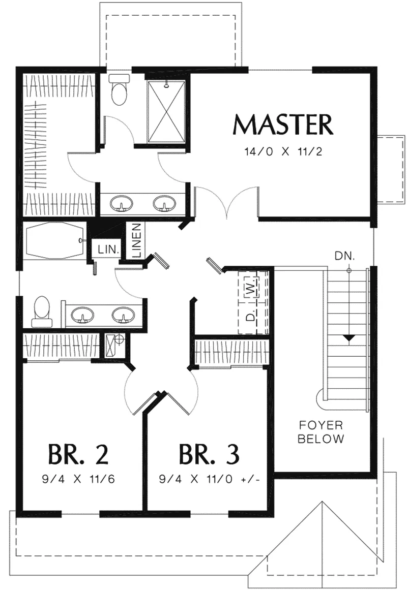 Arts & Crafts Home Plan Second Floor 011D-0117