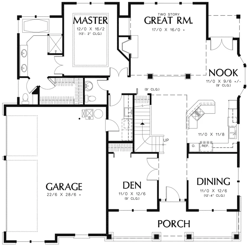 Craftsman House Plan First Floor - Grandboro Craftsman Home 011D-0169 - Search House Plans and More