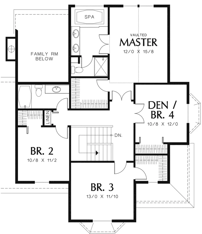 Colonial House Plan Second Floor - Province Country Farmhouse 011D-0175 - Shop House Plans and More
