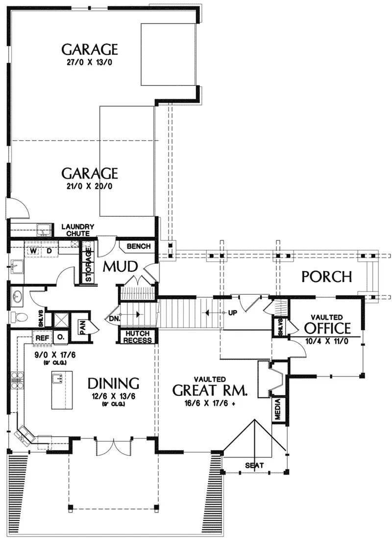 Rustic House Plan First Floor - Roundhill Farm Craftsman Home 011D-0196 - Shop House Plans and More