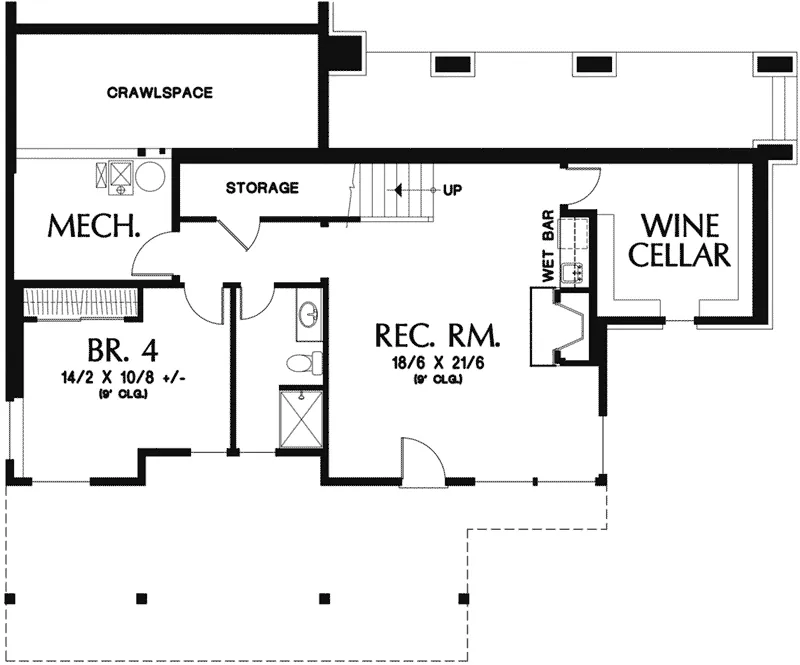 Rustic House Plan Lower Level Floor - Roundhill Farm Craftsman Home 011D-0196 - Shop House Plans and More