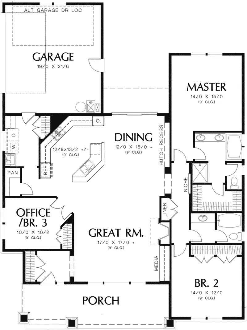 Cabin & Cottage House Plan First Floor - Thistle Hollow Country Bungalow 011D-0225 - Shop House Plans and More