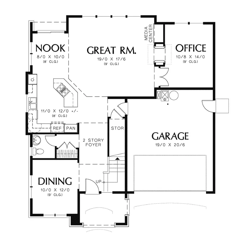 Cabin & Cottage House Plan First Floor - Marney Valley Rustic Tudor Home 011D-0250 - Shop House Plans and More