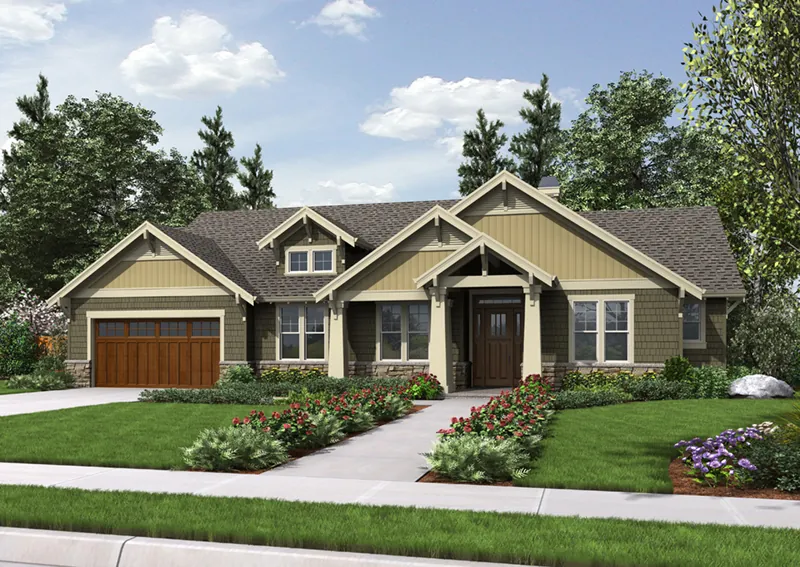 Craftsman House Plan Front of Home - Chelsea Falls Craftsman Home 011D-0280 - Search House Plans and More