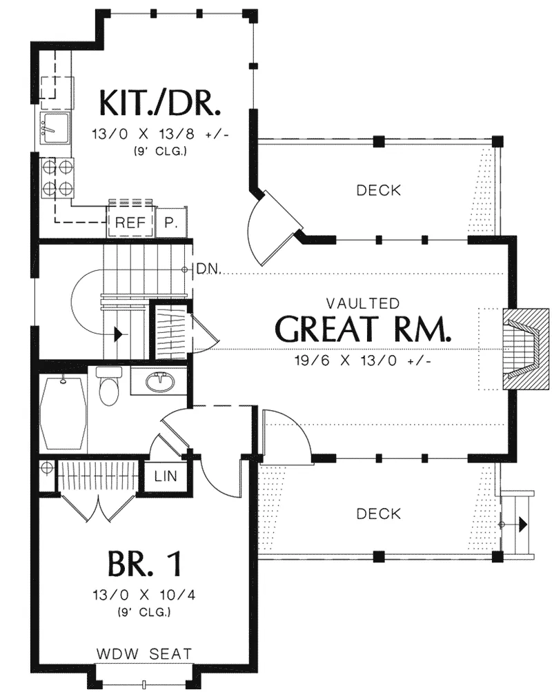 First Floor - River Grove Harbor Cottage Home 011D-0285 - Shop House Plans and More