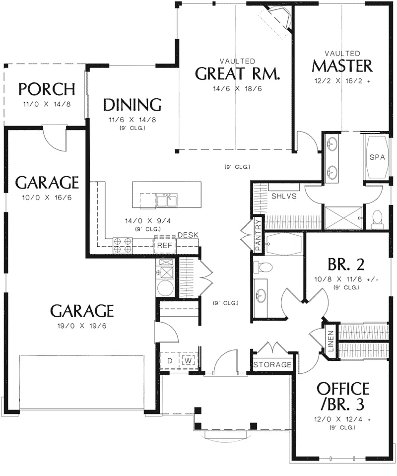 Ranch Home Plan First Floor 011D-0286