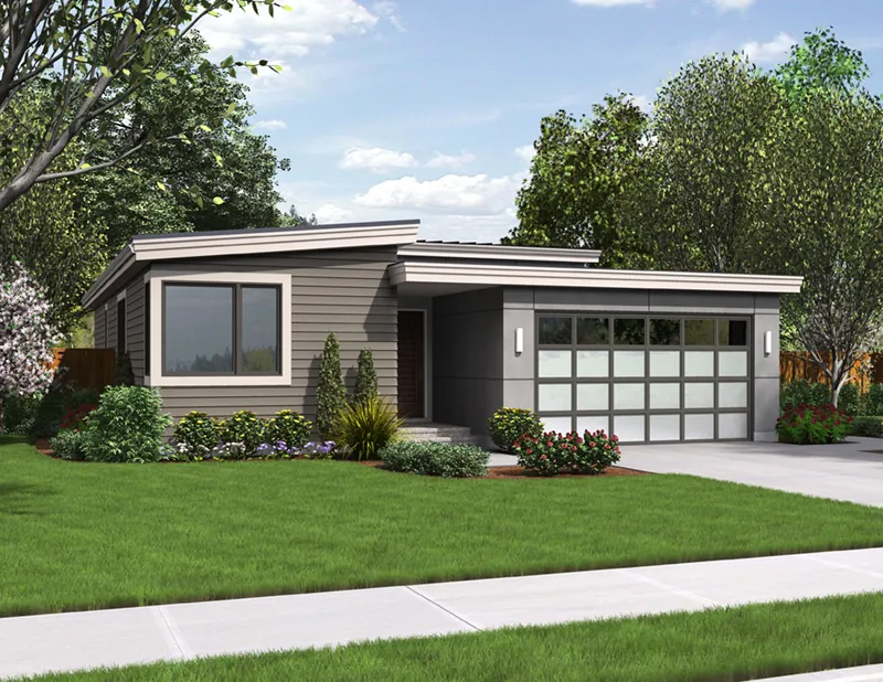Modern House Plan Front of Home - Rocco Modern Ranch Home 011D-0304 - Shop House Plans and More