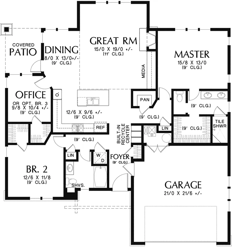 Craftsman House Plan First Floor - Sawyer Creek Craftsman Home 011D-0308 - Shop House Plans and More