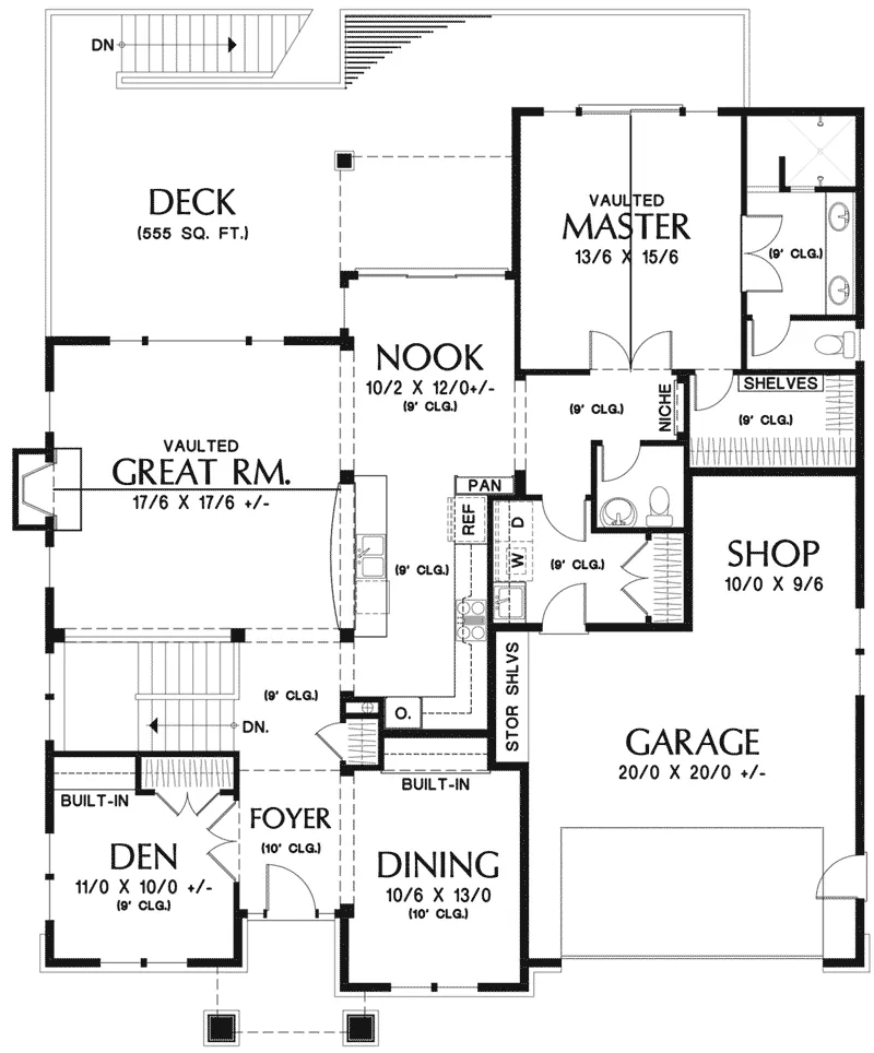 Ranch House Plan First Floor - Chamblee Craftsman Home 011D-0340 - Search House Plans and More