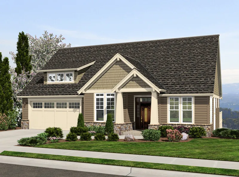 Ranch House Plan Front of Home - Chamblee Craftsman Home 011D-0340 - Search House Plans and More