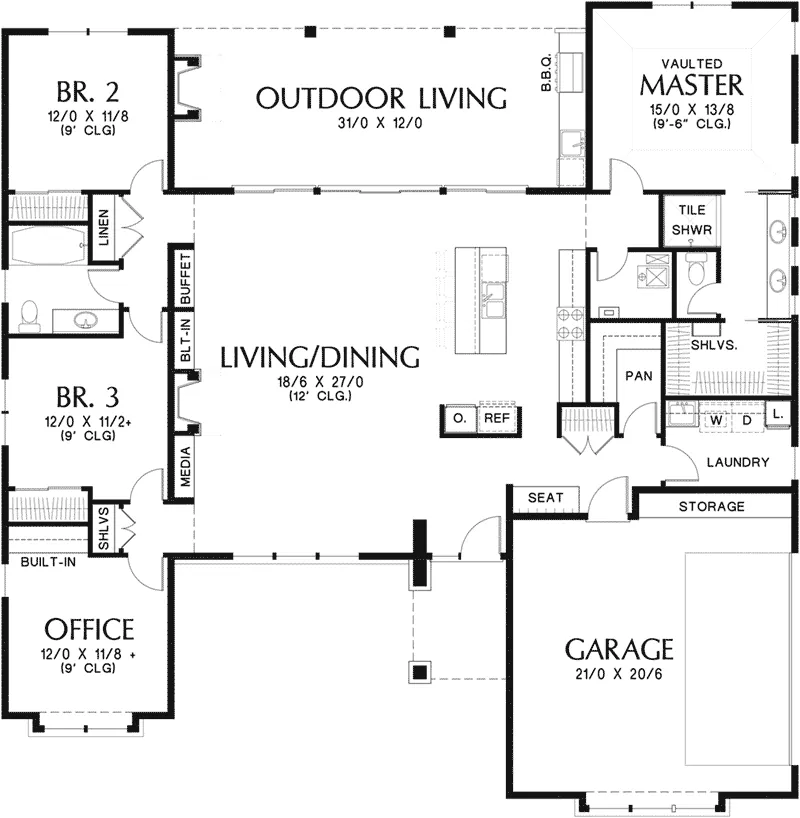 Rustic House Plan First Floor - Flora Canyon Ranch Home 011D-0344 - Search House Plans and More