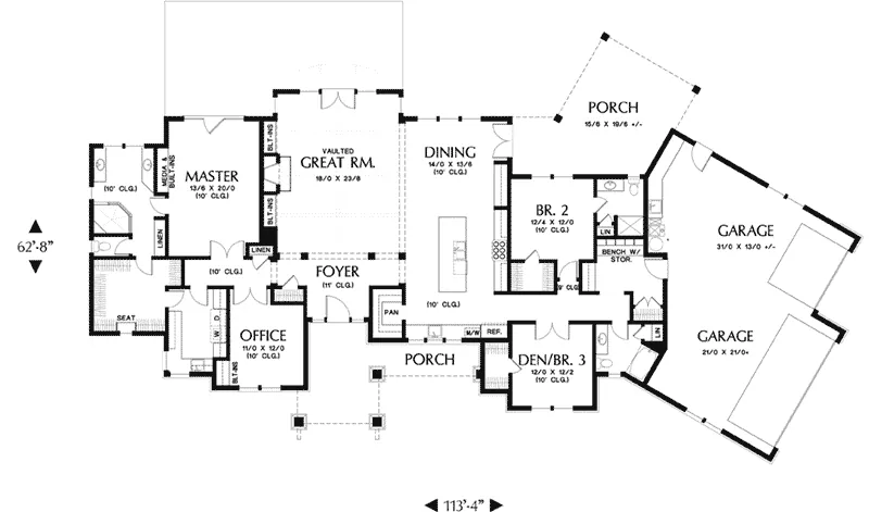 Country Home Plan First Floor 011D-0347