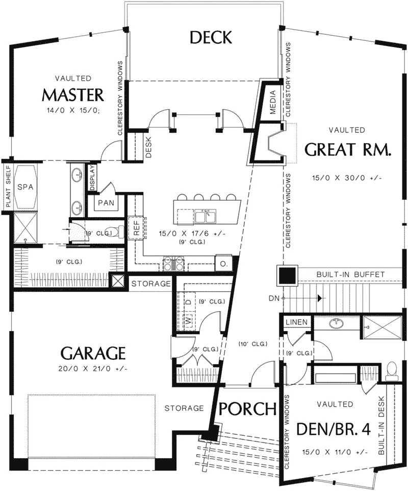 Ranch Home Plan First Floor 011D-0351