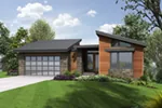 Ranch House Plan Front of Home - Shay Rustic Modern House Plans | Mid-Century Modern House Plans