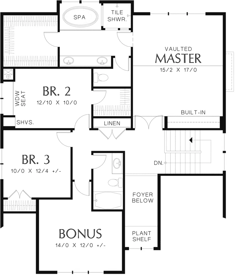 Bungalow House Plan Second Floor - Proctor Hill Craftsman Home 011D-0395 - Shop House Plans and More