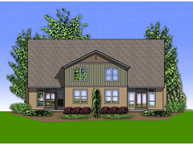 Craftsman House Plan Rear Photo 01 - Sutton Heights Duplex Home 011D-0425 - Shop House Plans and More