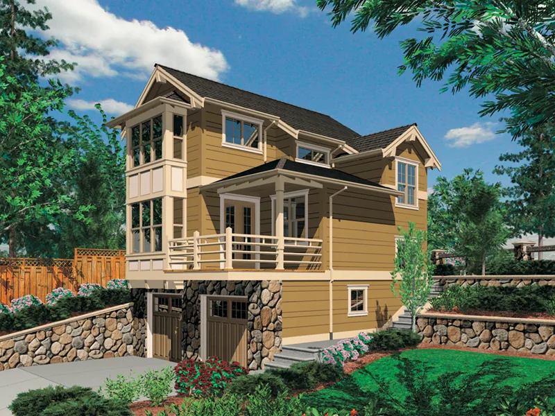 Rustic House Plan Front of Home - Daxton Sloping Lot Home 011D-0430 - Search House Plans and More