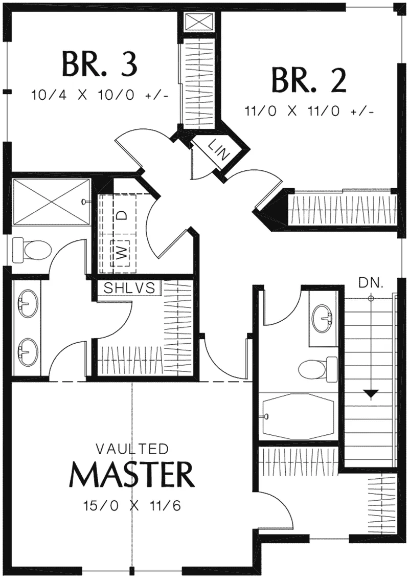 Craftsman Home Plan Second Floor 011D-0485