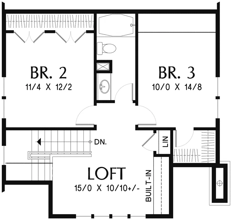 Shingle Home Plan Second Floor 011D-0489