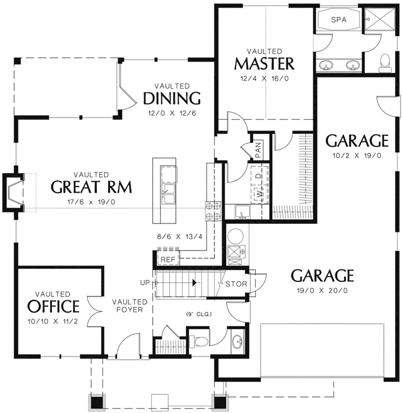Arts & Crafts House Plan First Floor - Putnam Lane Craftsman Home 011D-0517 - Shop House Plans and More