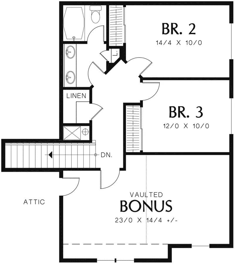 Arts & Crafts House Plan Second Floor - Putnam Lane Craftsman Home 011D-0517 - Shop House Plans and More