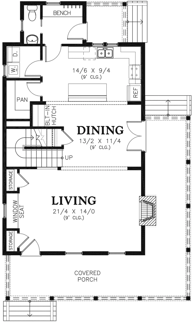 Farmhouse Plan First Floor - Lucy Hill Narrow Lot Home 011D-0542 - Shop House Plans and More