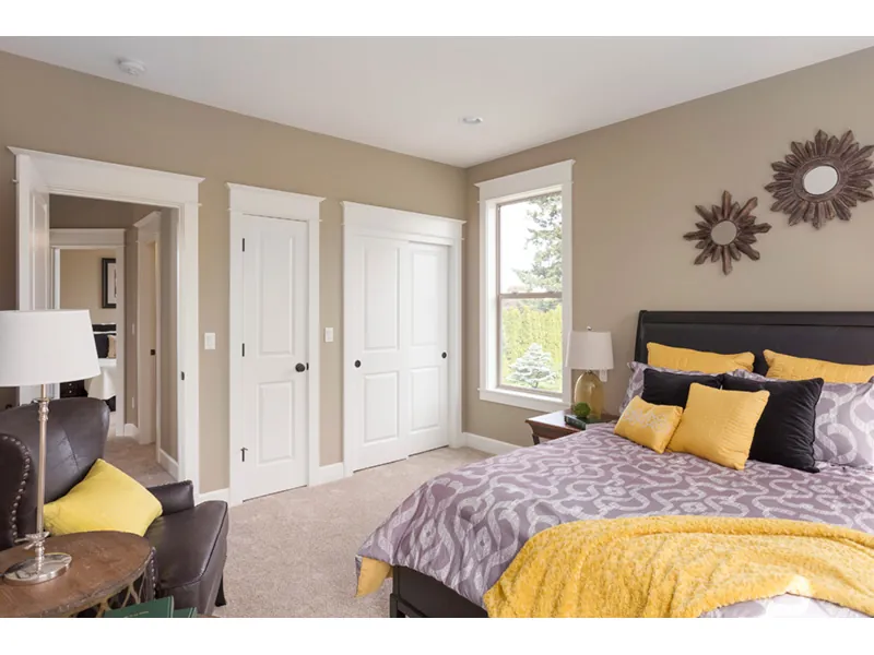 Farmhouse Plan Master Bedroom Photo 02 - Lucy Hill Narrow Lot Home 011D-0542 - Shop House Plans and More