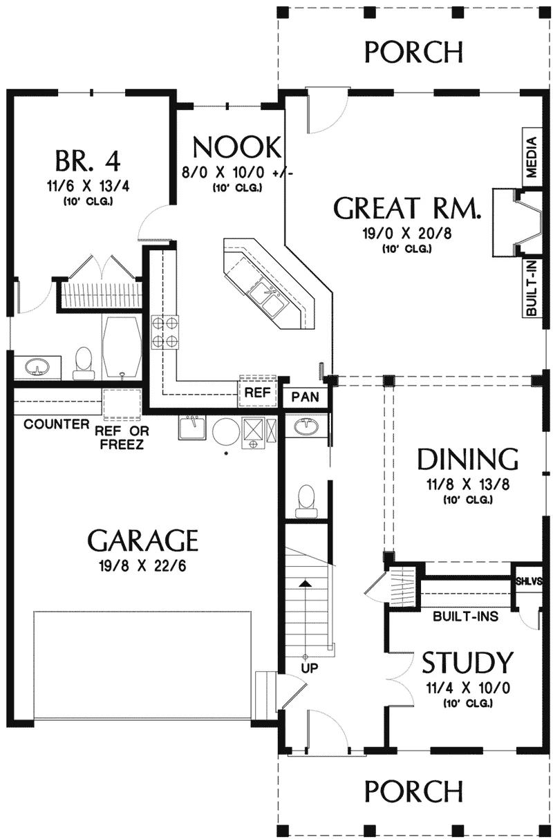 Southern House Plan First Floor - Elsworth Southern Home 011D-0564 - Search House Plans and More