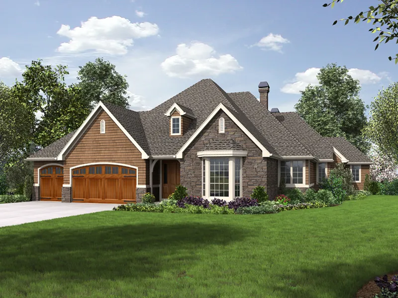 Neoclassical House Plan Front of Home - Drexel Lane European Ranch Home 011D-0590 - Search House Plans and More