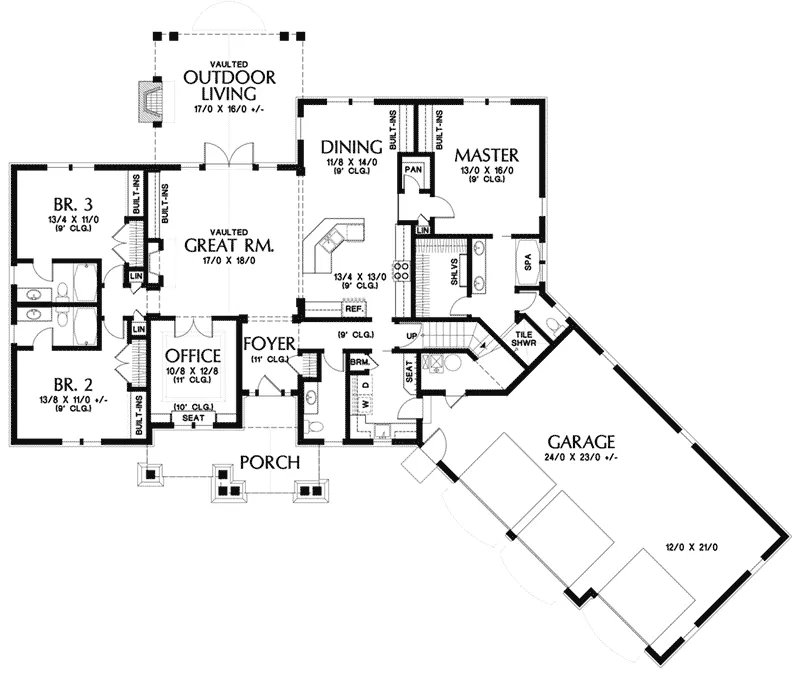 Country Home Plan First Floor 011D-0606