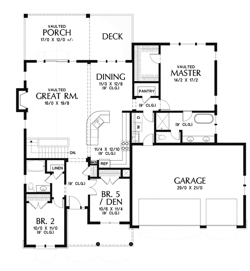 Lake House Plan First Floor - Mandy Lane Country Home 011D-0608 - Shop House Plans and More