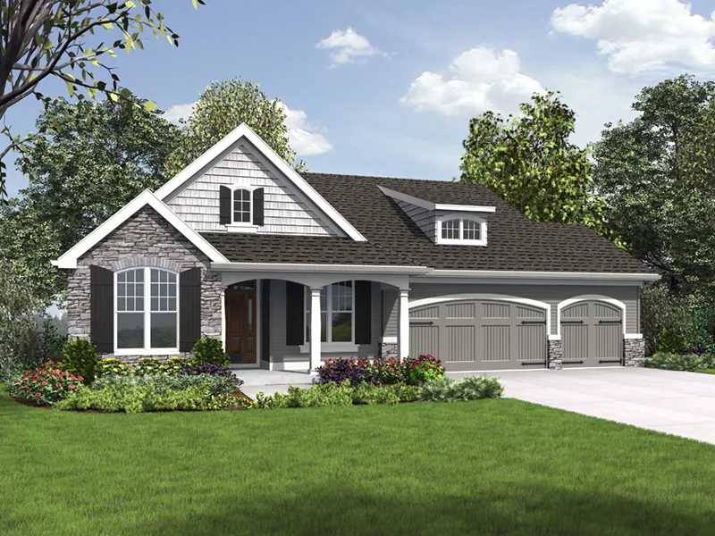 Lake House Plan Front of Home - Mandy Lane Country Home 011D-0608 - Shop House Plans and More
