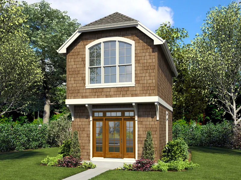 Shingle House Plan Front of Home - Dyson Downs Narrow Lot Home 011D-0616 - Search House Plans and More