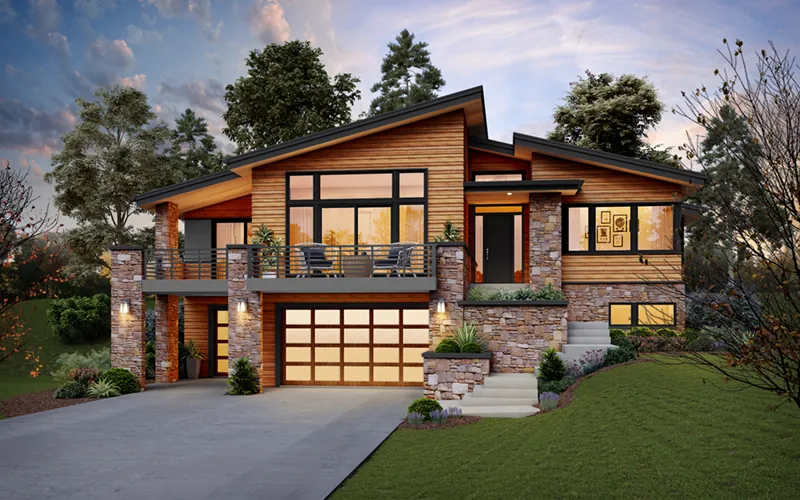 Modern House Plan Front of Home - Mesquite Ridge Modern Home 011D-0655 - Shop House Plans and More