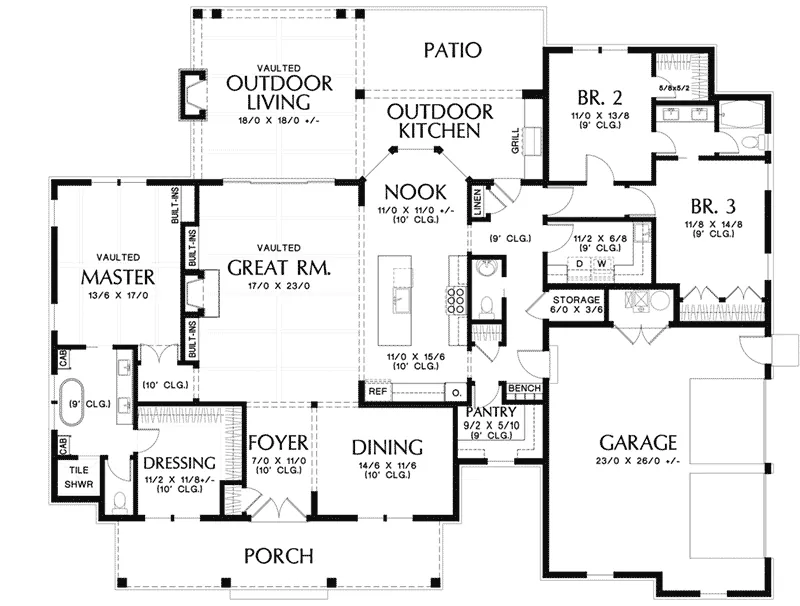 Farmhouse Plan First Floor - Perry Hill Modern Farmhouse 011D-0661 - Shop House Plans and More